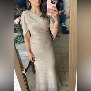Gold Caped Formal Gown